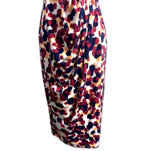 Maggy London Flutter Sleeve Faux Wrap Dress Multicolor Polka Dot Size 6 - Picture 5 of 8